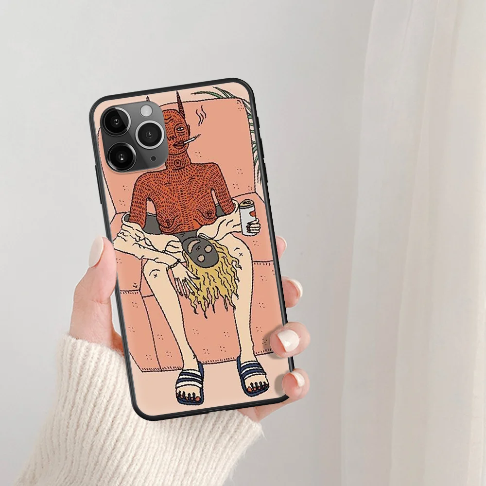 

art illustration polly nor Phone Case For IPhone 5 5S SE 5C 6 6S 7 8 Plus X XS XR 11 12 Mini Pro Max 2020 black Cell Luxury Back