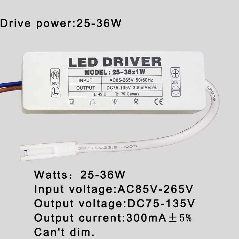 

LED Driver 300mA 1W 3W 5W 7W 12W 18W 20W 25W 36W For LEDs Power Supply Unit AC85-265V Lighting Transformers For LED Power Lights