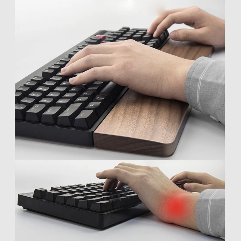 

Walnut Wooden Mechanical Keyboard Wrist Rest Ergonomic Wrist Pad 61 87 104 Keys