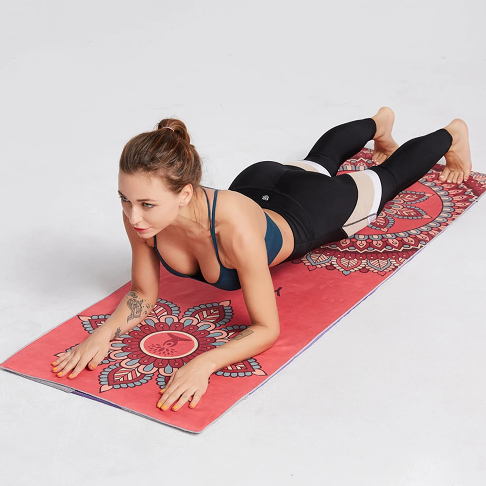 

Portable Washable Yoga Sports Printed Mat Towels Soft Comfortable Sweat Absorption Anti-Skid Fitness Pilates Towel Blanket