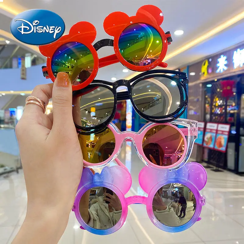 

Original Disney Mickey Mouse Minnie Girl Match Children's Colorful Sunglasses Fashion Sunglasses Cartoon Sunscreen Accessories