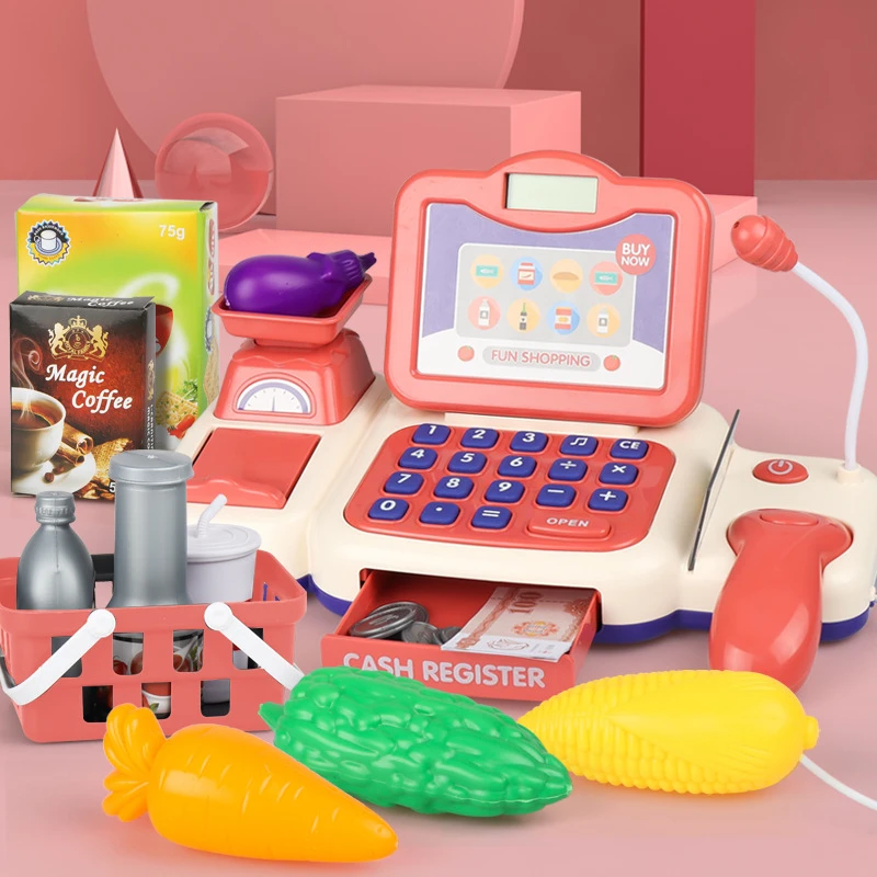 

13Pcs/Lot Electronic Mini Simulated Supermarket Cash Register Kits Music Kid Checkout Counter Role Pretend Play Cashier Girl Toy