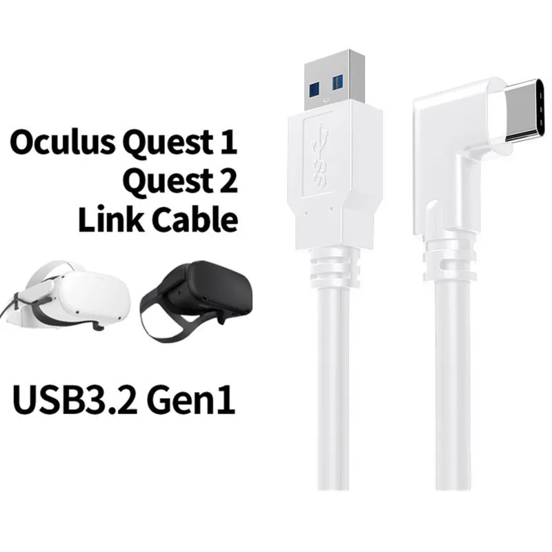 

5M 3M USB-C Cable For Oculus Quest 2 Link Cable USB3.2 Compatability Right Angle Type-c 3.2Gen1 Speed Data Transfer Fast Charge