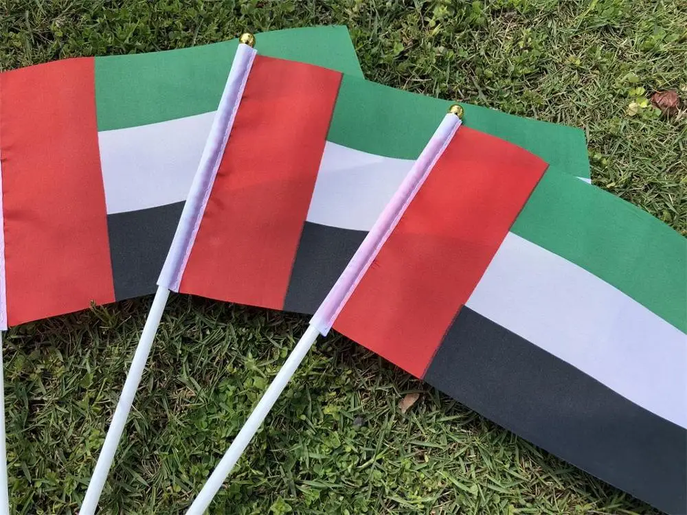14x21cm 20 piece UAE flag holding plastic flagpole waving event parade sports home decoration | Дом и сад