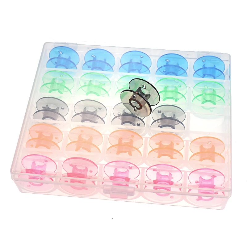 25 шт./компл. пустые бобины катушки для швейных машин цветной пластиковый чехол