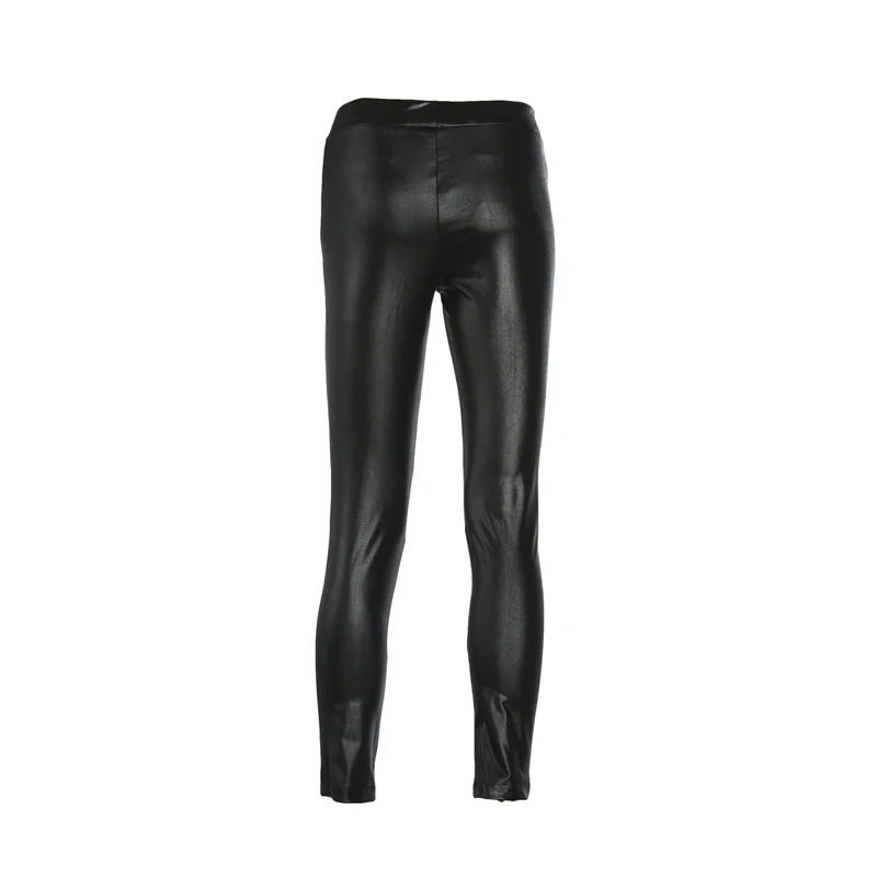 

Newly Fashion Women Ladies PU Leather Pants Stretchy Push Up Pencil Skinny Black Button Pants Size S/M/L/XL