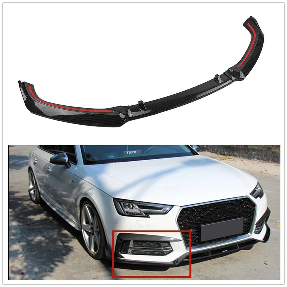 Углеродное волокно Стиль передний бампер спойлер для Audi A4 B9 S4 седан Спорт 2017 2019
