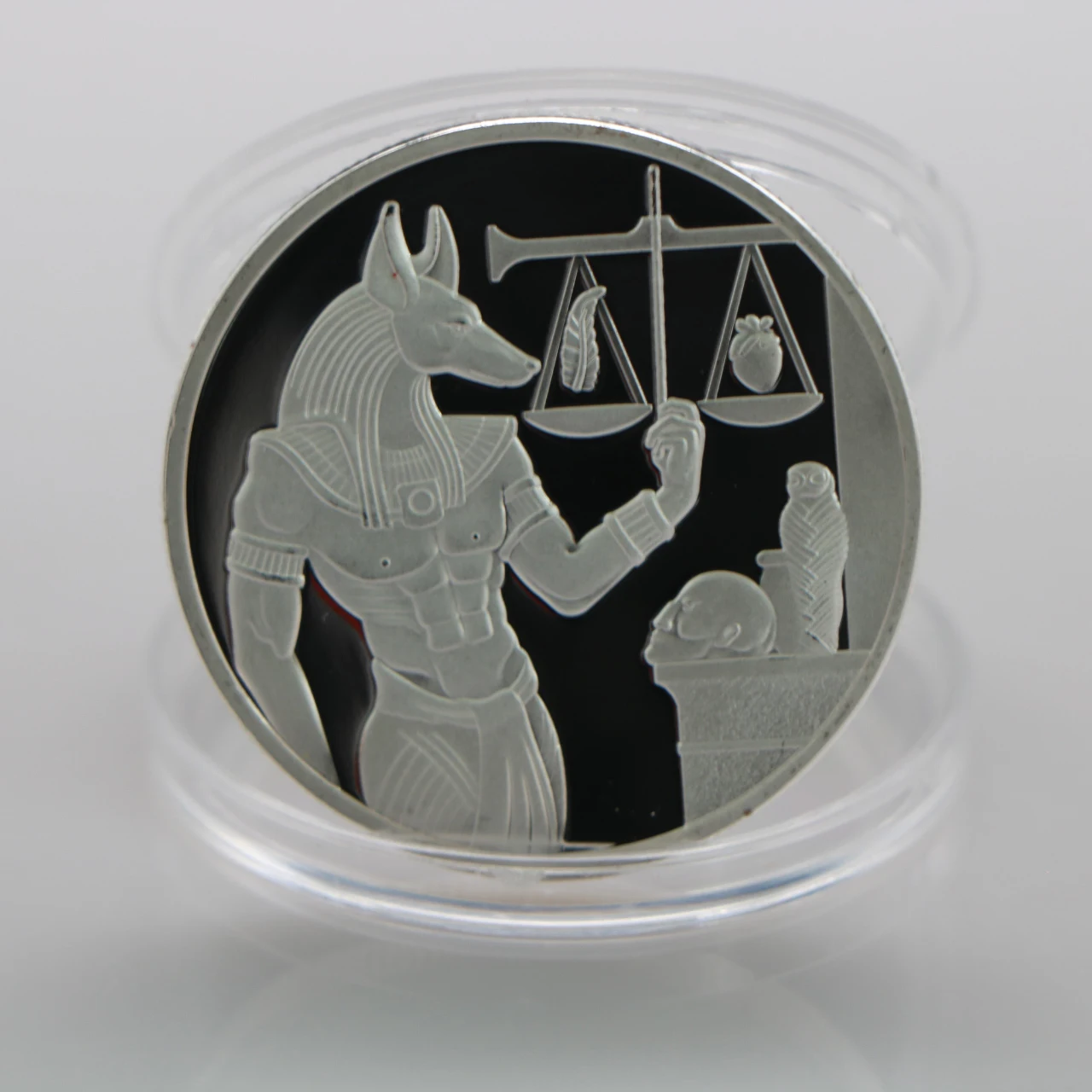 Посеребренная монета анубис защита смерти Египта копия монет Египетский бог