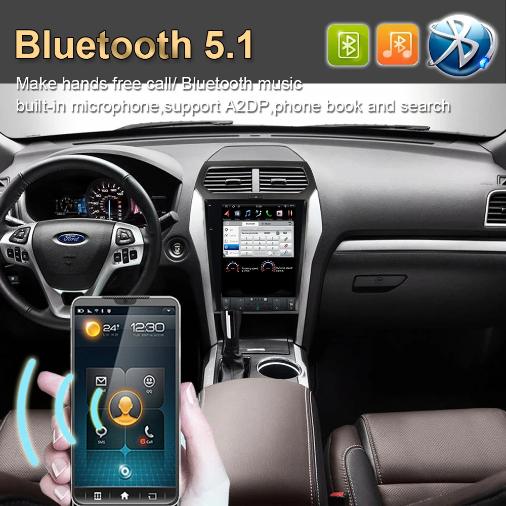 Android 9.0 Tesla Vertical Screen Car Multimedia Player For Ford Explorer 2013-2022 GPS Navigation auto Stereo Radio | Автомобили и