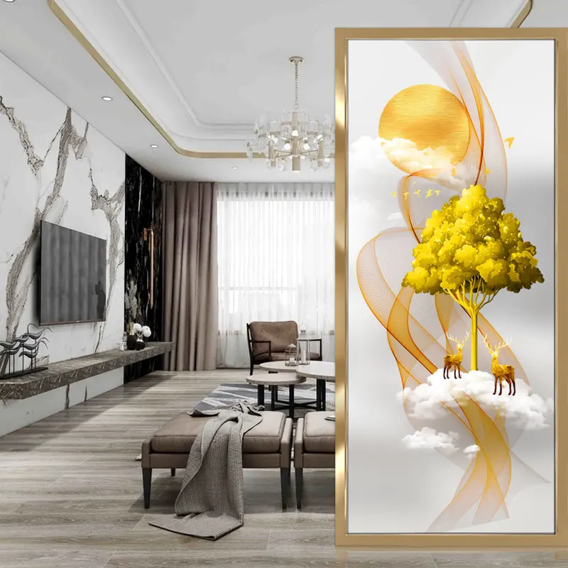 Light luxury stainless steel art glass screen simple living room restaurant hotel outdoor partition metal decoration | Дом и сад