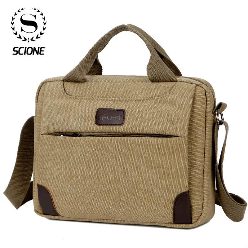 Scione Мужская простая Холщовая Сумка через плечо походная военная сумка