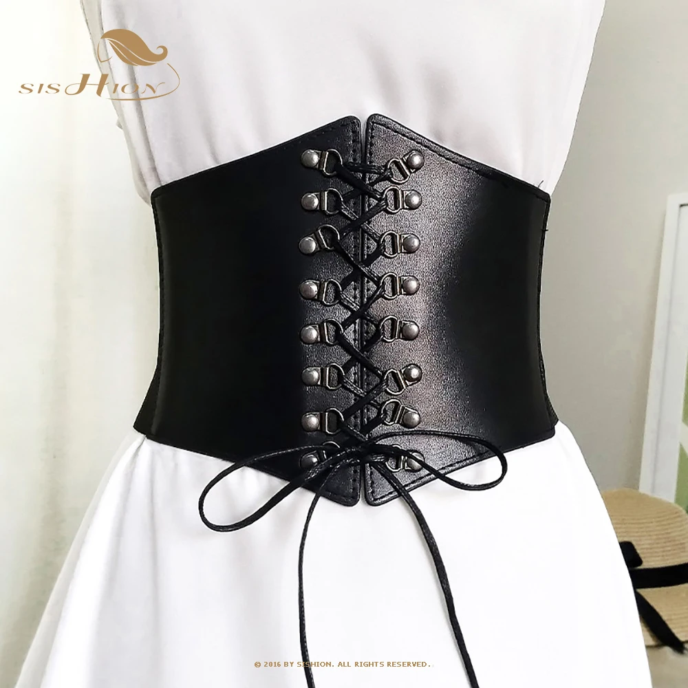 SISHION Belts For Women Waist Corset Wide PU Leather Slimming Body Belts Elastic Waistband Adjustable Ceinture Femme VD2605