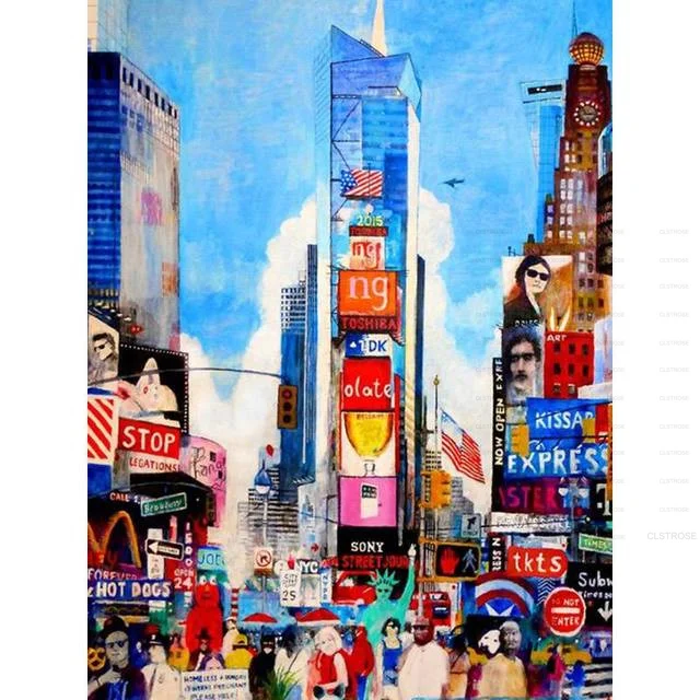 

Diamond Painting Diy 5D European Style Acrylic Material Cartoon City Building Scene Drawing Living Room Furniture Decorative Art