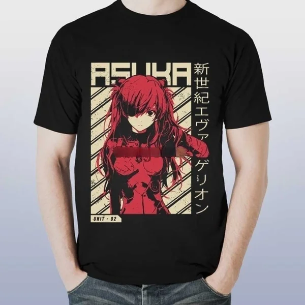 

Mens Tshirt Tee Top Cartoon T Shirt Unisex Tshirt Evangelion Asuka Poster Anime Shirt Male Fashion Tops Tee