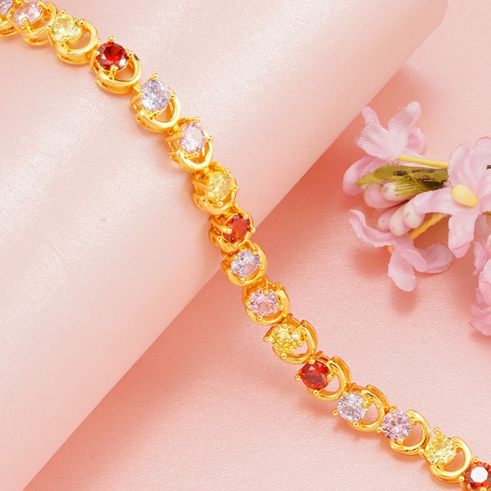 

Colorful Bracelet Wrist Yellow Gold Filled Sparkling Womens Bracelet Pretty Gift