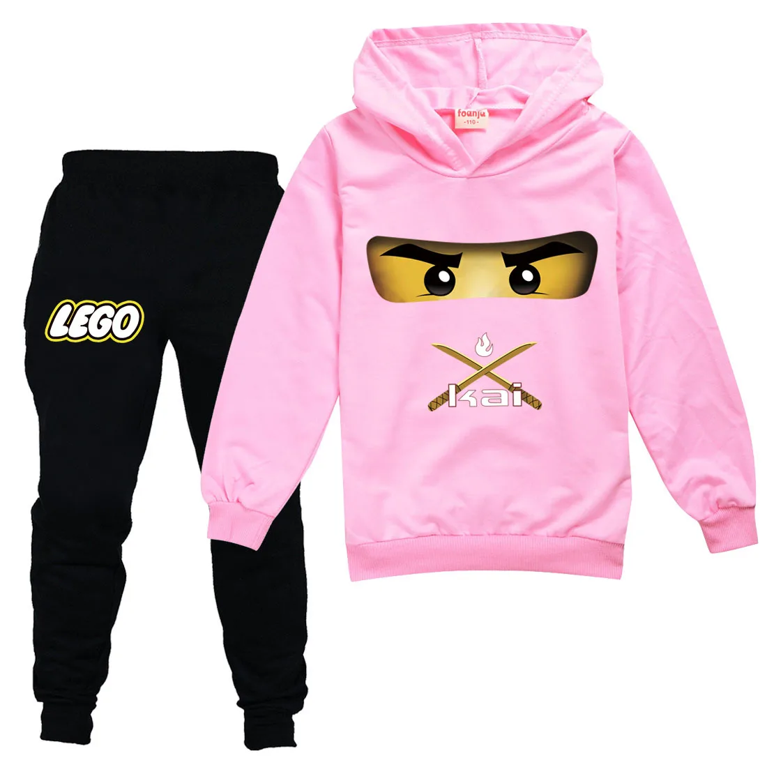 2-15Y Одежда для детей весна-осень Набор одежды Ninja Kids с капюшоном для мальчиков+Брюки 2 шт. Комплект тренировочного костюма Девочки Повседневная верхняя одежда.
