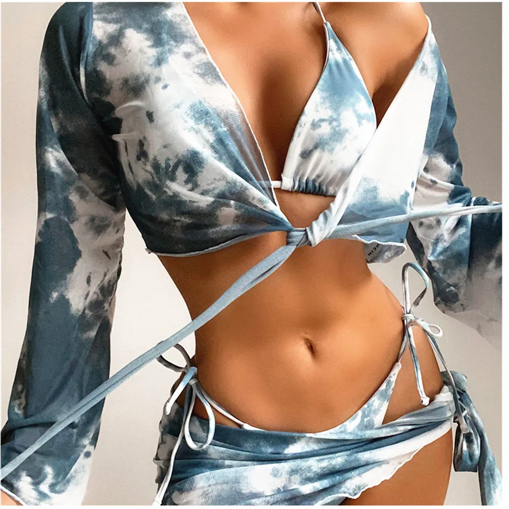2021 сексуальное бикини новый женский купальник с лентами летняя пляжная одежда