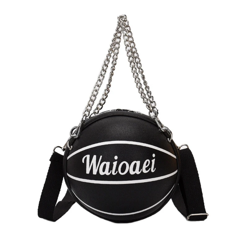 

Women Basketball Round PU Leather Shoulder Crossbody Bag Tote Chain Satchel 20CA
