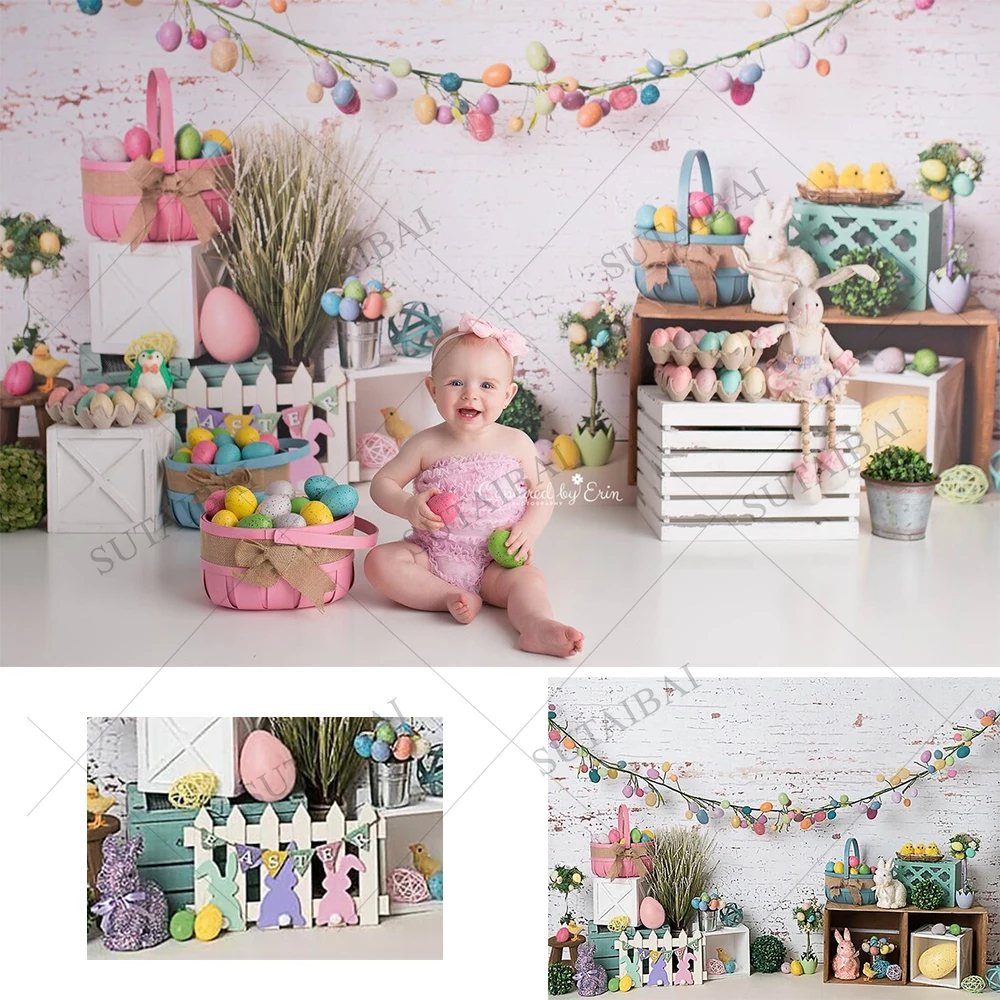 

Spring Easter Bunny Baby Portrait Photography Backdrop Photocall Rabbit Background Party Decor Kid Photo Studio Photozone Prop