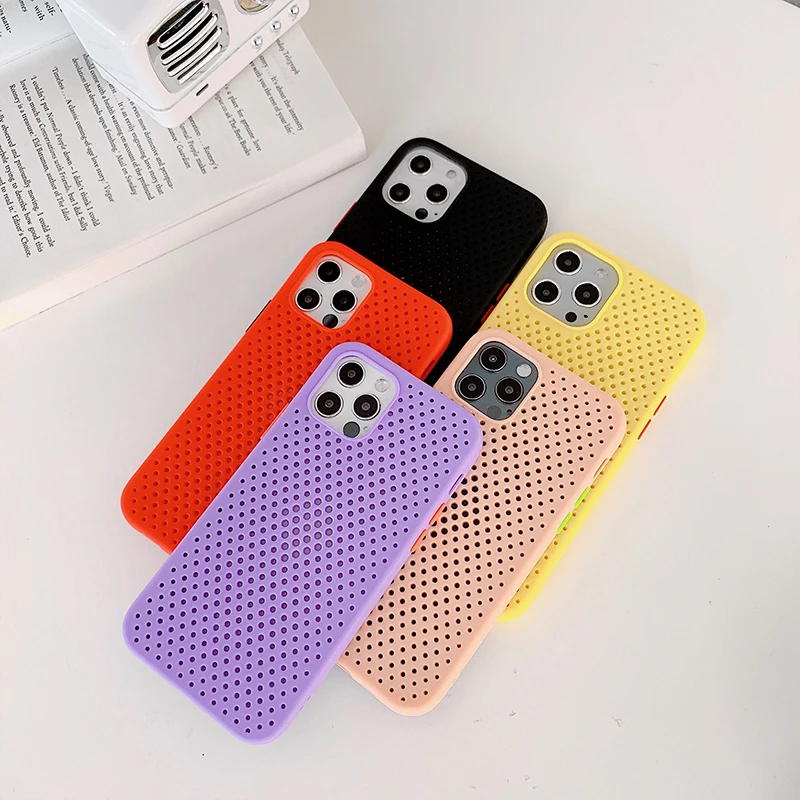 

Heat Dissipation Breathable Cooling Case For iPhone 12 11 Pro Max XR XS Max X 8 7 6 6S Plus SE 2 Silicone Plain Color Soft cover