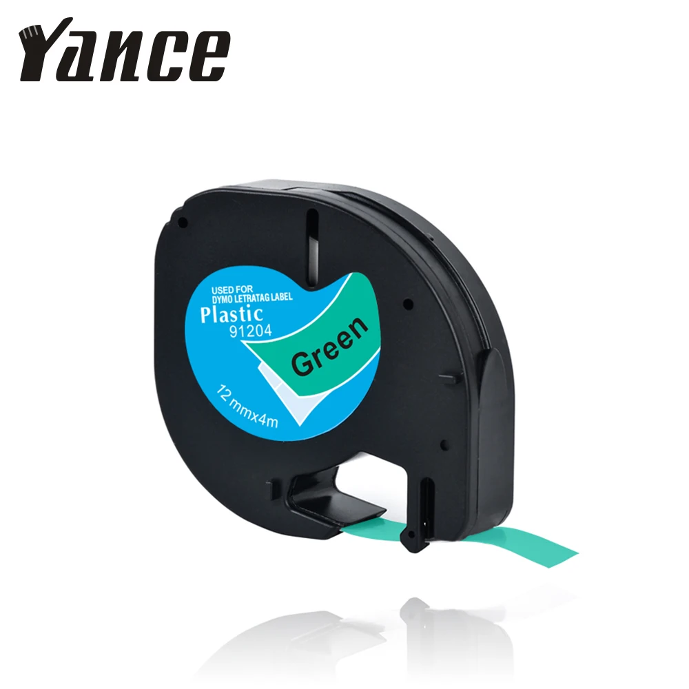 

Yance LT91204 91204 91334 LT лента для изготовления этикеток 12 мм, черная на зеленом, совместимая лента DYMO, LetraTag для планшетов