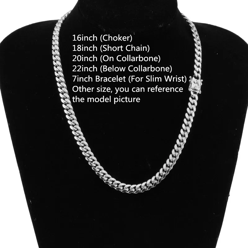 

Steel Color 316L Stainless Steel Curb Cuban Link Chain Necklace Fashion Men's Jewelry Gift 8/10/12/14/16/18mm 7-40inch