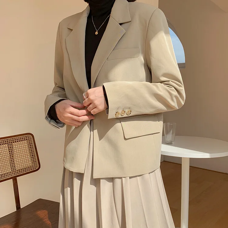 Элегантный новый осенний Тонкий Блейзер для женщин с v-образным вырезом на