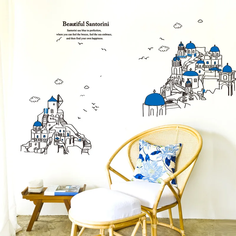 

Environmental Protection Wall Stickers The Third Generation of Mediterranean Santorini Island Landscape Stickers