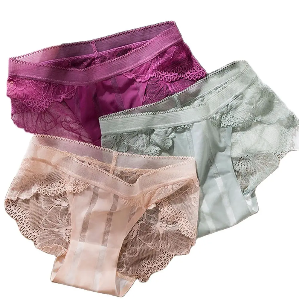 

3pcs Sexy Lace Panties For Women Underwear Fashion Panty Lingerie Breathable Hollow Out Briefs Low-Rise Panties Female Underwear