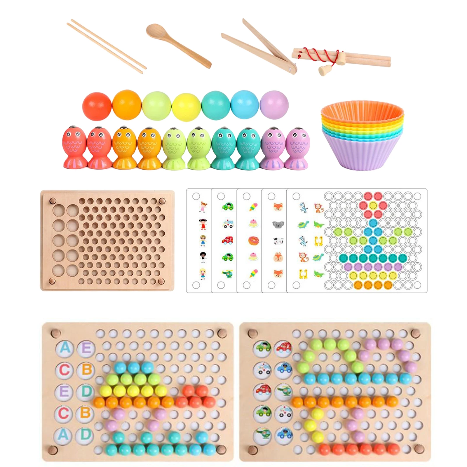 

Деревянная рыболовная игра Монтессори, игрушки для рыбалки, Дошкольная доска для рыбалки, Обучающие игрушки Монтессори