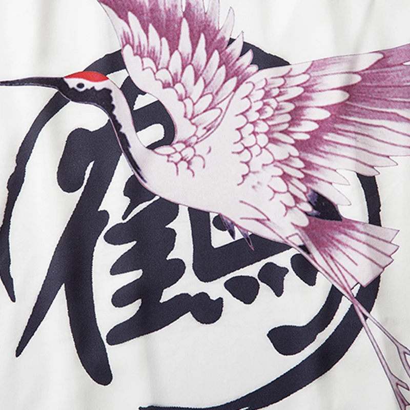 Японское кимоно Kanji Crane с принтом для женщин модная повседневная Уличная одежда в
