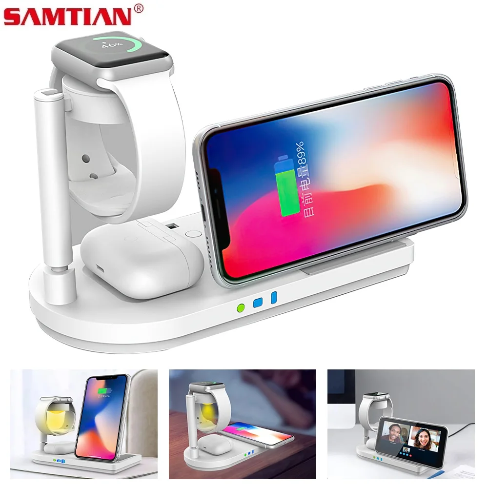 

SAMTIAN Qi 15W Wireless Charger Stand 3 in 1 Fast Charging Station Dock for Samsung Apple Watch Airpod Pro Wireless Chargers