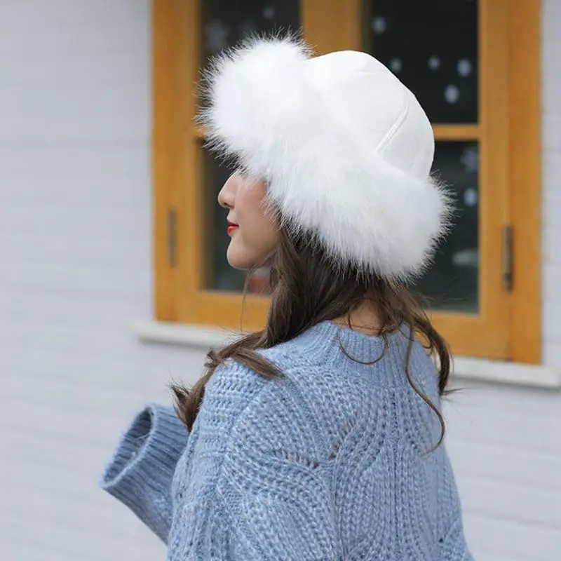 Mongolian suede fur imitation fox hair hat leather straw hat men and women plush thickened warm hat
