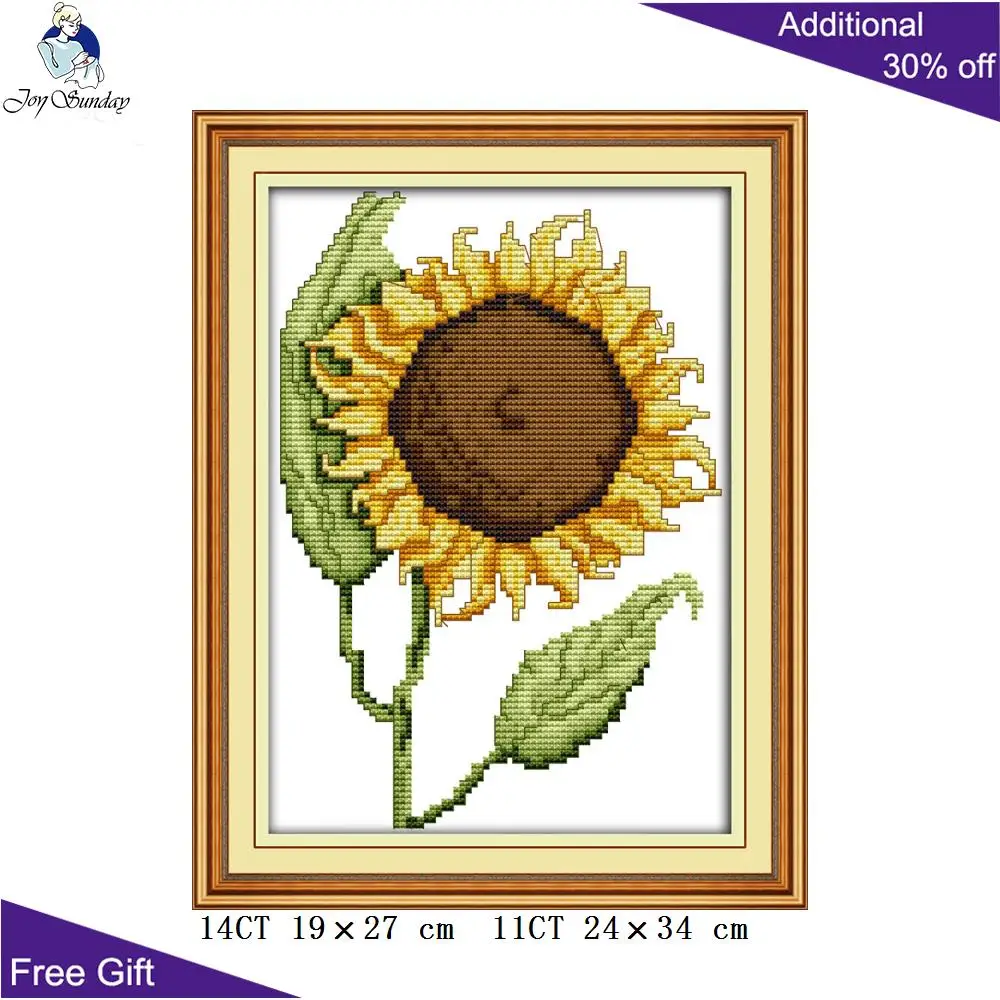 Подсолнухи Joy Sunday домашний декор H718 H719 14CT 11CT подсчитанный отпечатанный Подсолнух