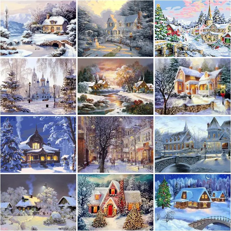 

SDOYUNO Frame Snow Landscape DIY Painting By Numbers Kit Acrylic Paint On Canvas Calligraphy Painting Unique Gift For Home Decor