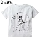 Футболка с принтом Да Винчи рок для мальчиков и девочек детские топы с короткими рукавами, детская белая футболка с музыкальной гитарой