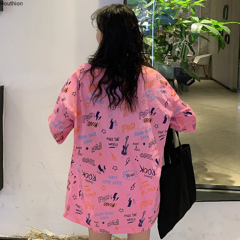 

Summer Letters Printed Women's T-shirt Fashion Casual Short Sleeve Round Neck Coat Cotton The New Comfortable and Loose