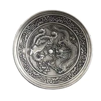 china carved tibetan silver writing brush washer dragon and phoenix plates