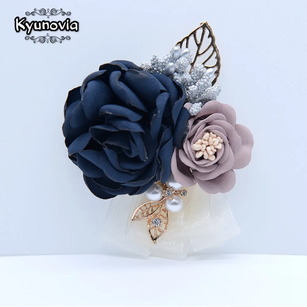 Женские тканевые булавки Kyunovia брошь-корсаж с искусственным жемчугом стразы
