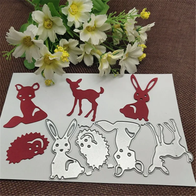 4 шт. металлические трафареты для резки кролика лисы оленя|Вырубные штампы| |