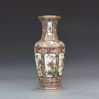 hexagonal flower and bird vase antique porcelain made in qianlong dynasty hexagonal vase collection of ancient porcelain