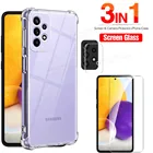Прозрачный силиконовый чехол из ТПУ для Samsung A72 4G, закаленное стекло для Galaxy A72 5G A 72 6,7 '', защитная пленка для камеры