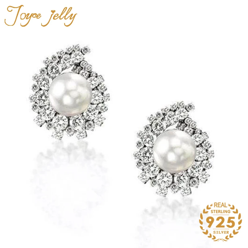 

JoyceJelly trendy earrings fro women 925 sterling silver Freshwater Pearl 7.5-8mm simple Earrings fashion party gifts wholesale