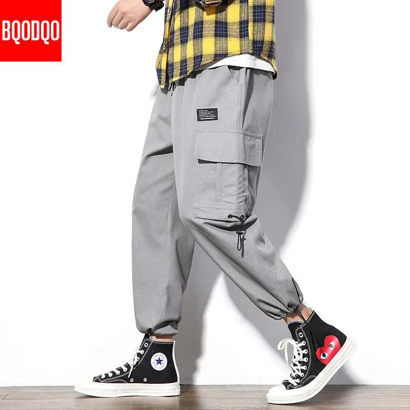 Шаровары длиной до щиколотки для мужчин размера плюс черные осенние хип хоп