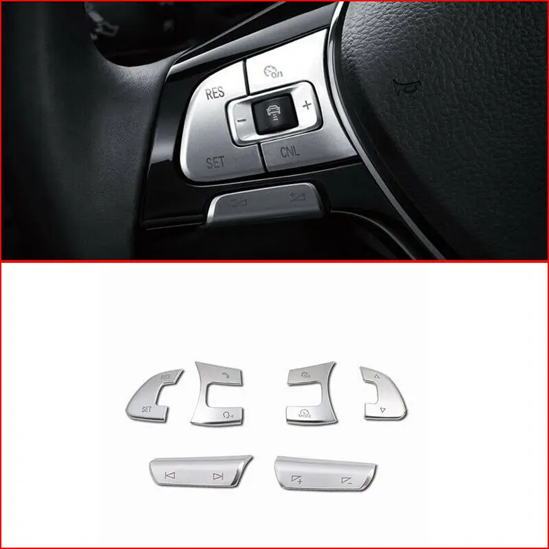

For VW Passat Variant B8 2017 2018 6PCS Chrome Steering Wheel Button Sequin Trim Car modification Auto parts