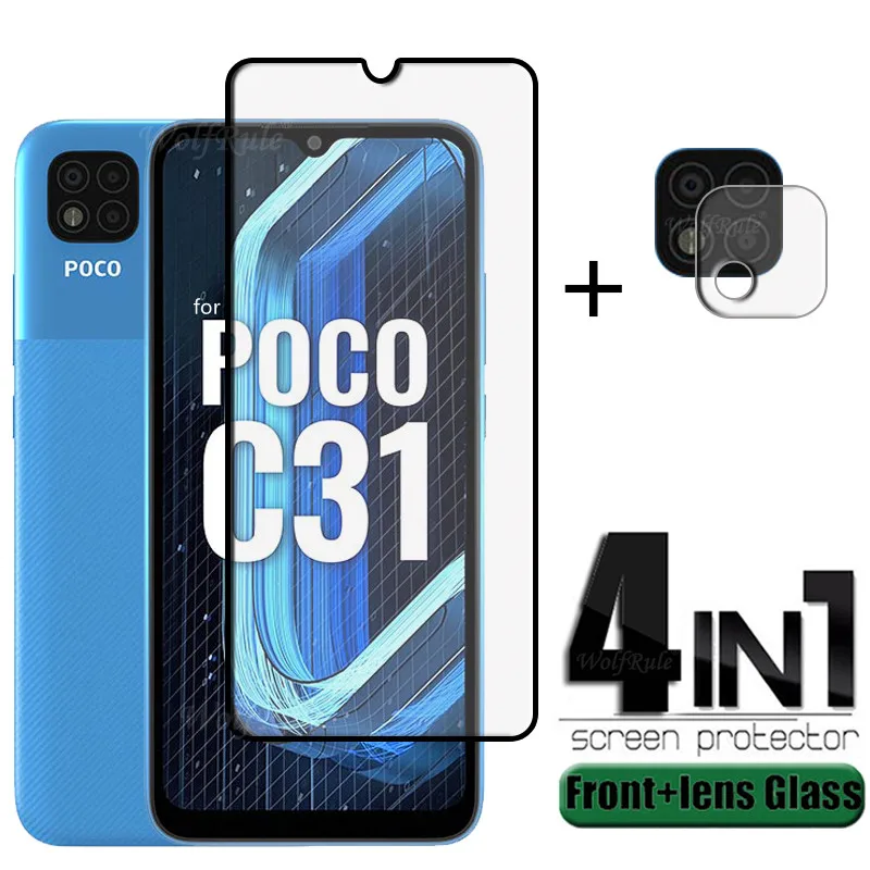 

Стекло с полным покрытием для POCO C31, стекло для Xiaomi POCO C31, закаленное стекло HD 9H, полноэкранная защита для POCO C31, стекло для объектива 6,53 дюйма