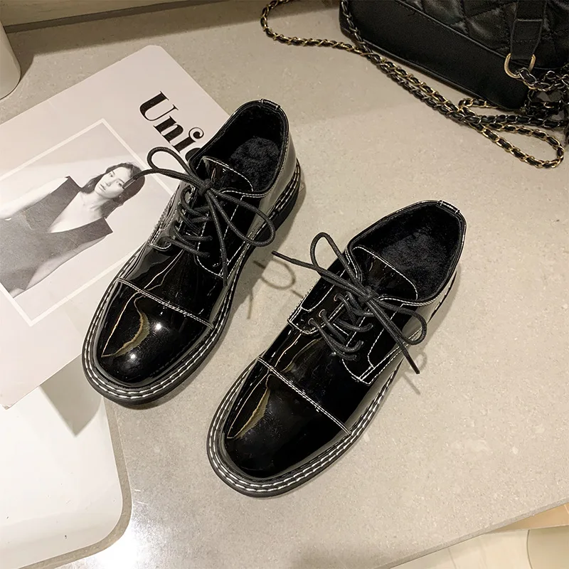 

2021 Spring Autumn Women Oxford Shoes Ballerina Flats Shoes Women Pu Leather Shoes Moccasins Lace Up Loafers White Shoes