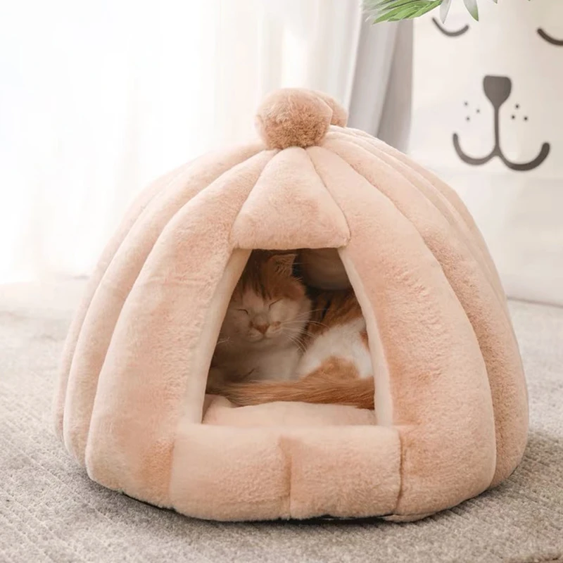

Pet Dog House Cat Accessories Warm Cozy Cat Bed Mat Removeable Kennel Nest Pet Basket Soft Comfortable Kitten Sleeping Pet Nest