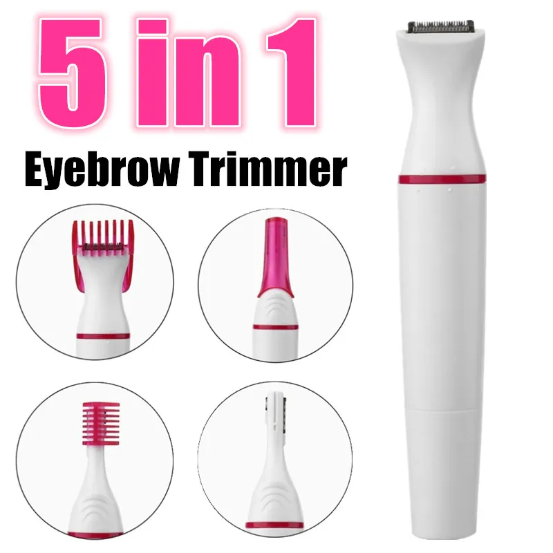 

5 In 1 Multifunction Professional Body Bikini Area Nose Facial Hair Removal Epilator Electric Eyebrow Trimmer DermaplaningTool