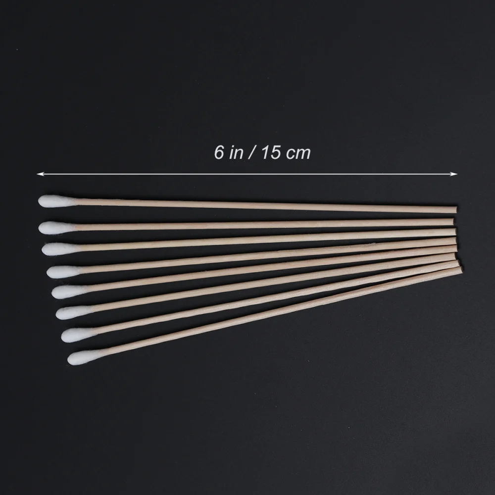 

100Pcs Long Wood Handle Cotton Swab Swabs Ear Cleaning Cosmetic Tool Makeup Removal Wound Care Cotton Buds Sanitary Roun